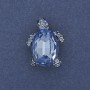 Brooch Pendant Turtle with Blue Crystal Silver-toned Metal 24×18mm+