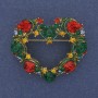 Brooch Pendant Heart Enamel with Crystals Golden Metal 40x35mm+