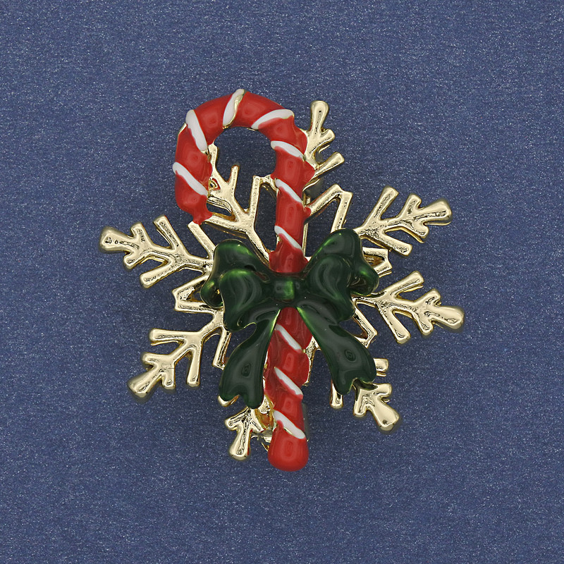 Brooch 'Snowflake with Candy' gold-toned metal 30mm +