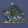 Brooch 'New Year Sani' colourful enamel and crystals silver-tone metal 42×39mm +