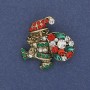 Brooch Christmas Santa with rhinestones golden metal 28x26mm +