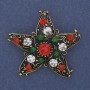 Brooch Christmas Star with Crystals Gold-toned Metal 50mm +