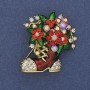 Brooch 'New Year Boot' enamel with crystals golden metal 37×32mm +