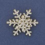 Brooch Pendant Christmas Snowflake with white crystals and golden metal 34mm +