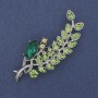 Twig Brooch, multicolour rhinestones, silver-tone metal 66x26mm+