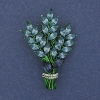 Twig Brooch, sky-blue and white rhinestones, gold-tone metal 43x29mm+