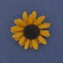Flower Brooch Pendant, Yellow & Black Enamel, Gold-Tone Metal, 32mm +