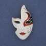 Mask Brooch White Black Red Enamel Gold-Tone Metal 40x23mm+