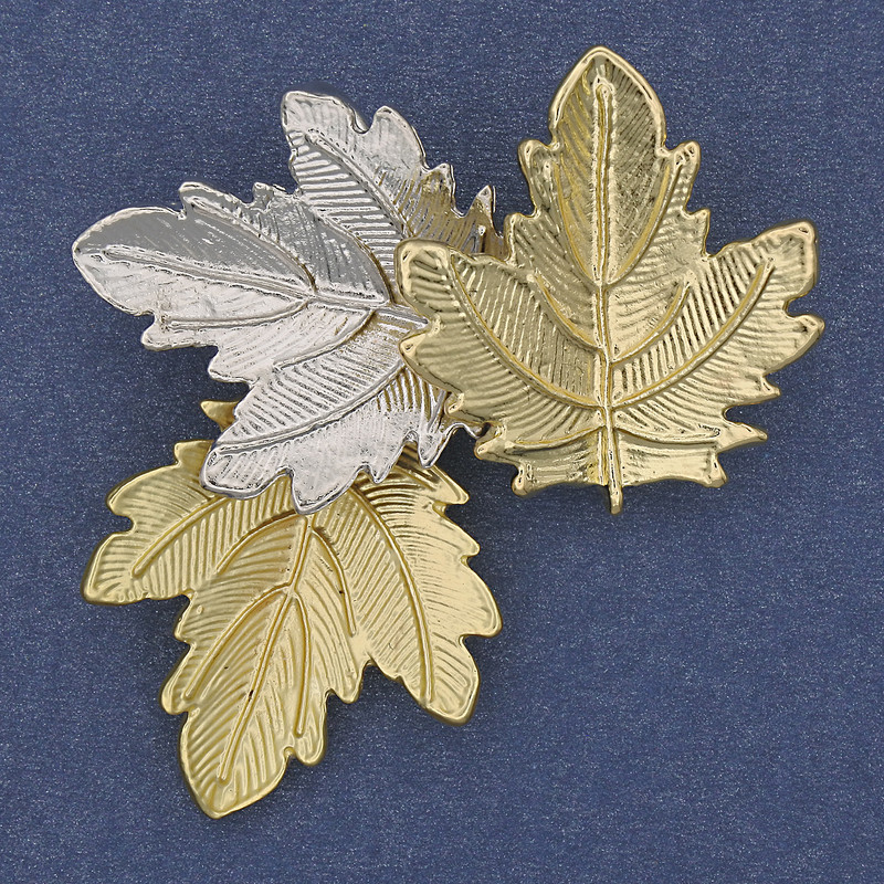 Leaf Brooch Gold and Silver Colour 48x44mm+- Gold-Tone Metal