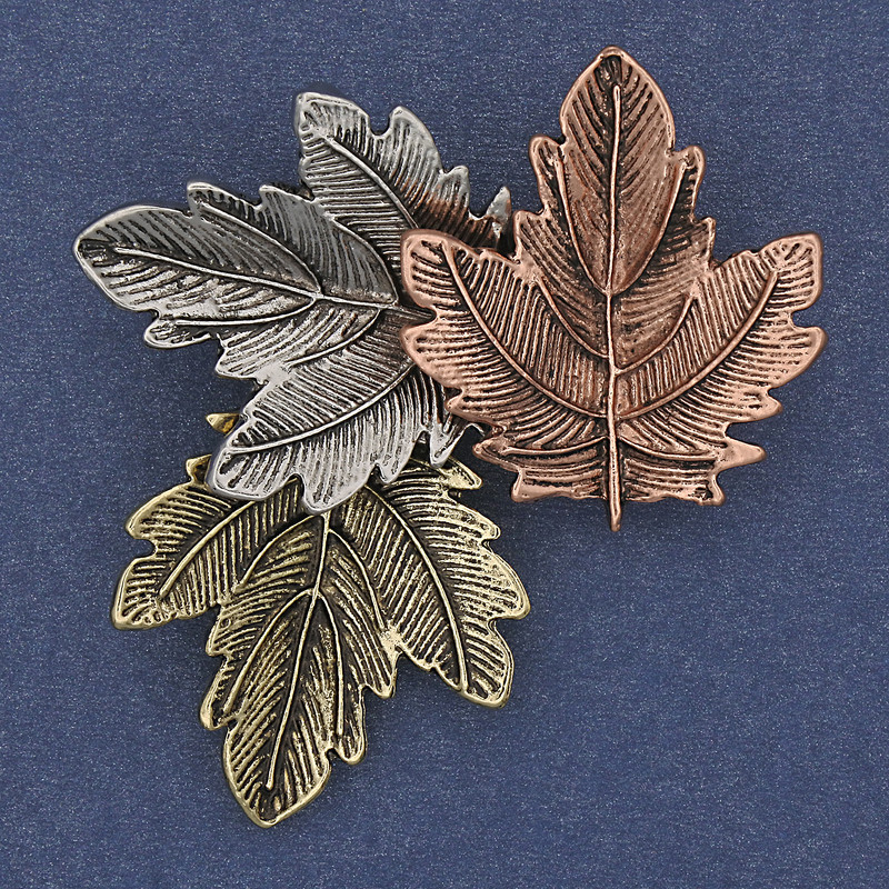 Multicolour Leaves Brooch 48x44mm+- Gold-tone Metal