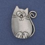 Brooch Pendant Cat Silver Metal 37x29mm+