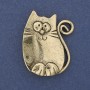 Brooch Pendant Kitty Golden Metal 37×29mm+