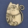 Brooch Pendant Cat Golden Metal 45x33mm+
