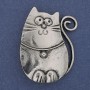 Brooch Pendant Cat Silver Tone 45x33mm+