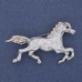 Brooch Horse Enamel White Crystals Silver-tone Metal 50x32mm+