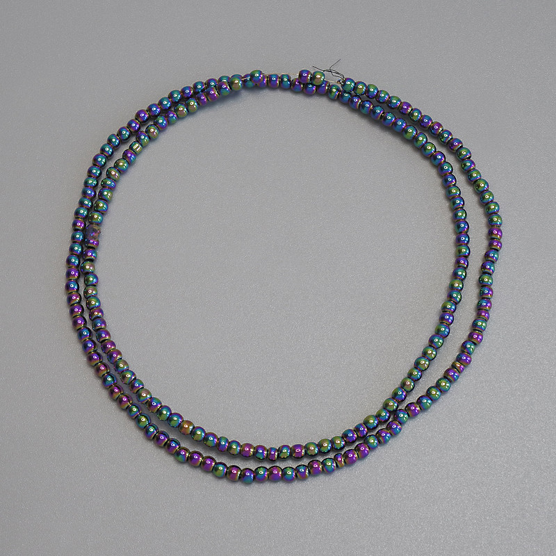 Rainbow Hematite Beads Smooth Round 2mm+ on Noodle Wire, 38cm+ length