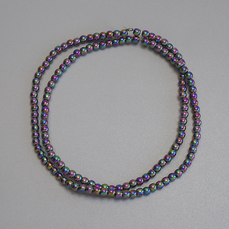Hematite Rainbow Beads round smooth ball 3mm+- on thread, length 39cm+