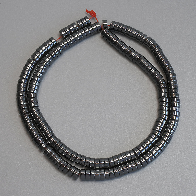 Hematite Rondelle Beads 5x2mm on Thread, 40cm length+