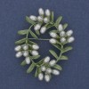 Wreath Brooch Pearl (Faux) Enamel Silver-Tone Metal 47x57mm+
