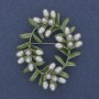 Wreath Brooch Pearl (Faux) Enamel Silver-Tone Metal 47x57mm+