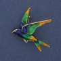 Swallow Brooch Pendant Coloured Enamel Gold-Tone Metal 35x29mm+