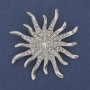 Brooch Sun White Rhinestones Silver Metal 54mm+