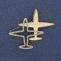 Brooch Pendant Plane White Crystals Gold-Tone Metal 43x50mm+