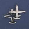 Brooch Pendant Aircraft with White Crystals Silver Metal 43x50mm+