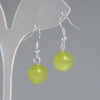 Earrings Olive Cat's Eye Smooth Ball, diameter 11.5mm+-, length 30mm+-, silver metal