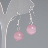 Pink Cat's Eye Bead Smooth Ball, diameter 11.5 mm ±, length 30 mm ±, silver metal