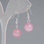 Pink Cat's Eye Bead Smooth Ball, diameter 11.5 mm ±, length 30 mm ±, silver metal