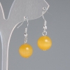 Orange Cat's Eye Bead Ball Earrings, smooth ball diameter 11.5mm ±, length 30mm ±, silver-tone metal