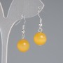 Orange Cat's Eye Bead Ball Earrings, smooth ball diameter 11.5mm ±, length 30mm ±, silver-tone metal