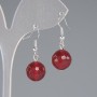 Tourmaline (Synthetic) Earrings, faceted ball, diameter 12mm+-, length 30mm+- silver-tone metal