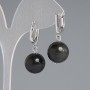 Golden Sheen Obsidian Earrings, smooth ball, diameter 14mm+-, length 32mm+- silver-tone metal