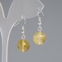 Citrine Earrings Smooth Ball, Diameter 12mm+/-, Length 30mm+/- Silver-Tone Metal