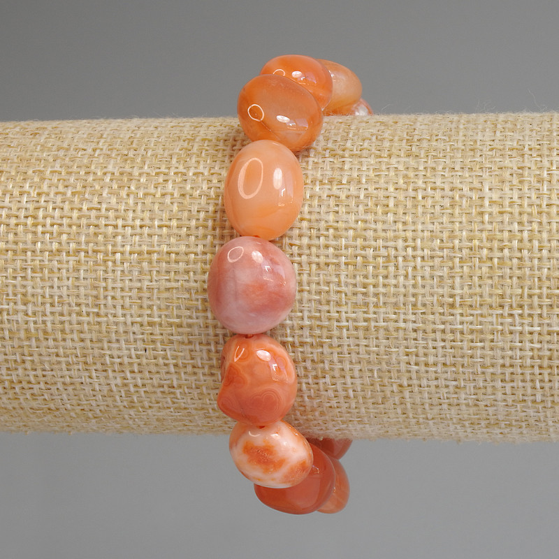 Carnelian Faceted Bracelet, 11-14×11-12mm, stretchy, 18cm