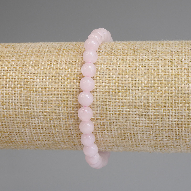 Rose Quartz Bracelet, smooth beads 6mm+-, length 18cm+- stretch