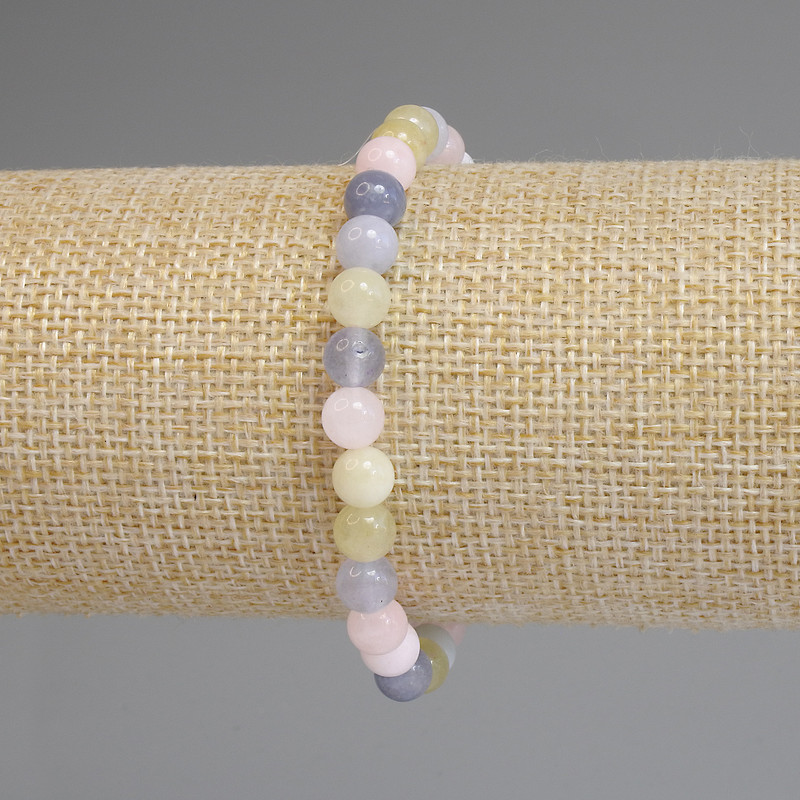Morganite Bracelet, smooth beads 6.5mm+-, length 18cm+- stretch