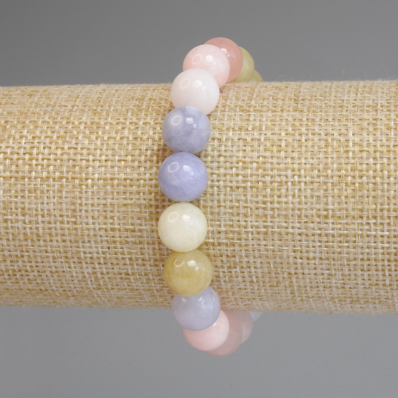 Morganite Bracelet, smooth beads 10mm+-, length 18cm+- stretch