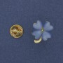 Clover Brooch Blue Cat's Eye 20x17mm+- Gold-Tone Metal