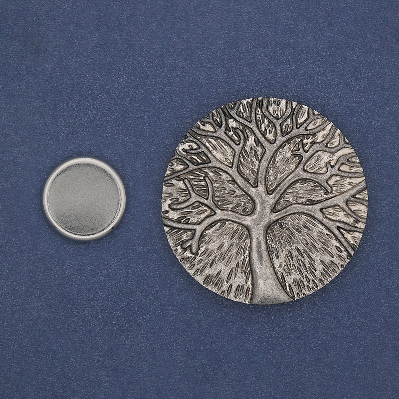 Magnetic Brooch Accent Tree 40mm+- Silver-Tone Metal