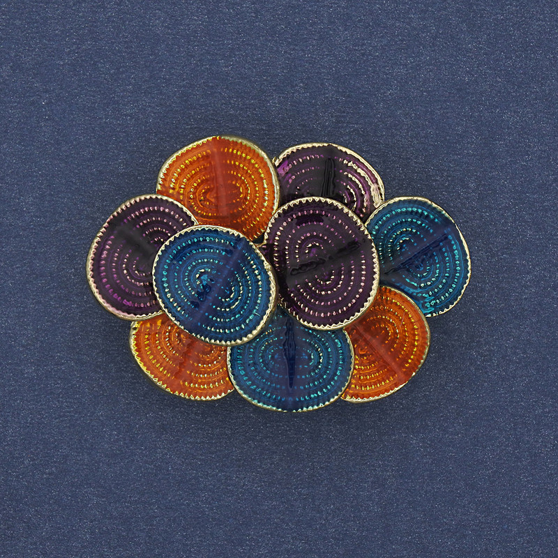 Brooch Pendant Accent 36x26mm+/- Coloured Enamel Gold-Tone Metal