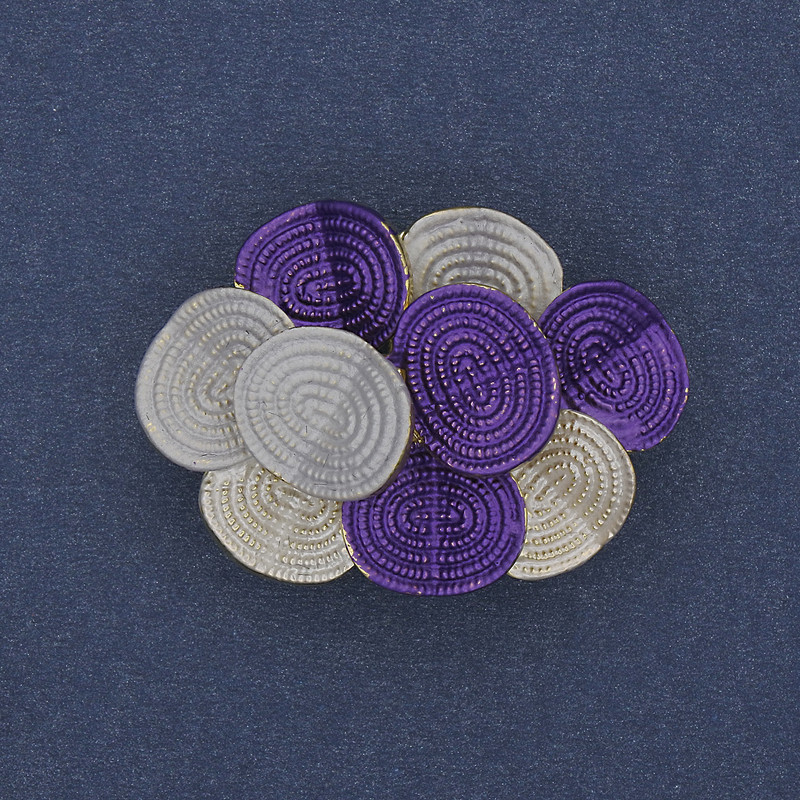 Brooch Pendant Accent 36x26mm+/- Coloured Enamel Gold-Tone Metal