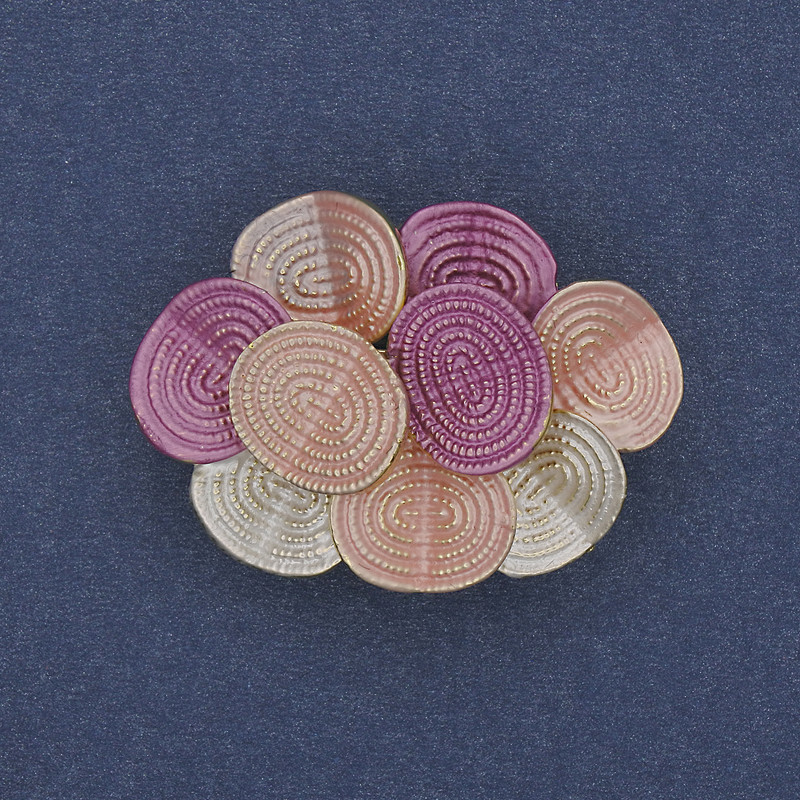 Brooch Pendant Accent 36x26mm+/- Coloured Enamel Gold-Tone Metal