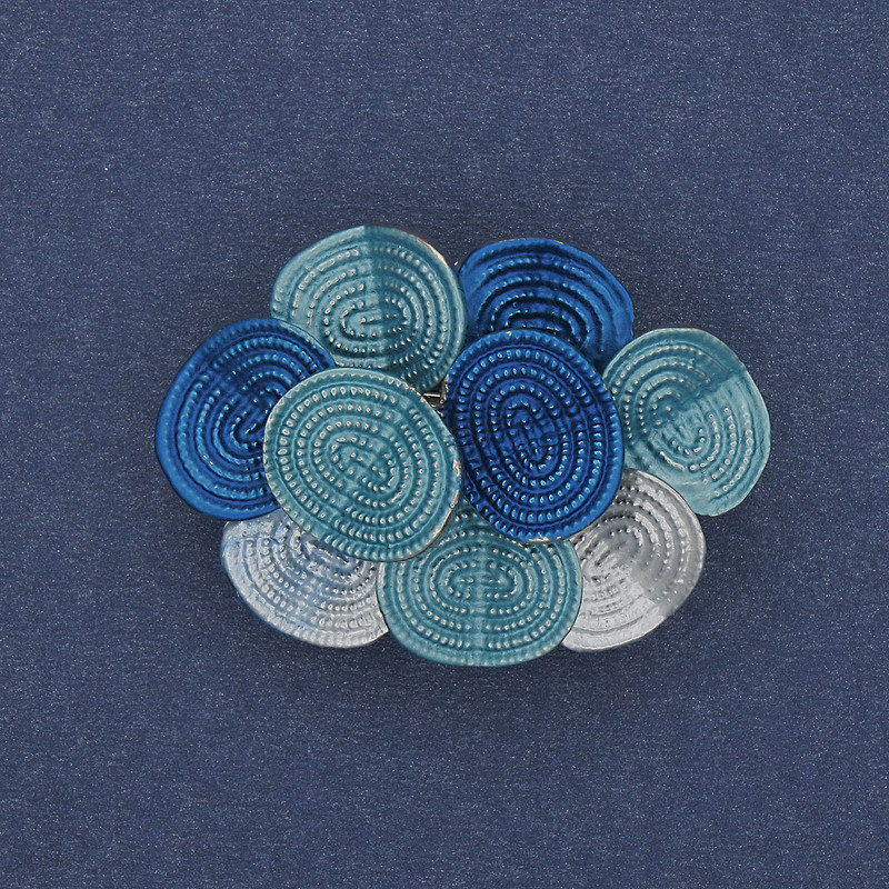 Accent Brooch Pendant 36x26mm+- Colourful Enamel, Silver-Tone Metal