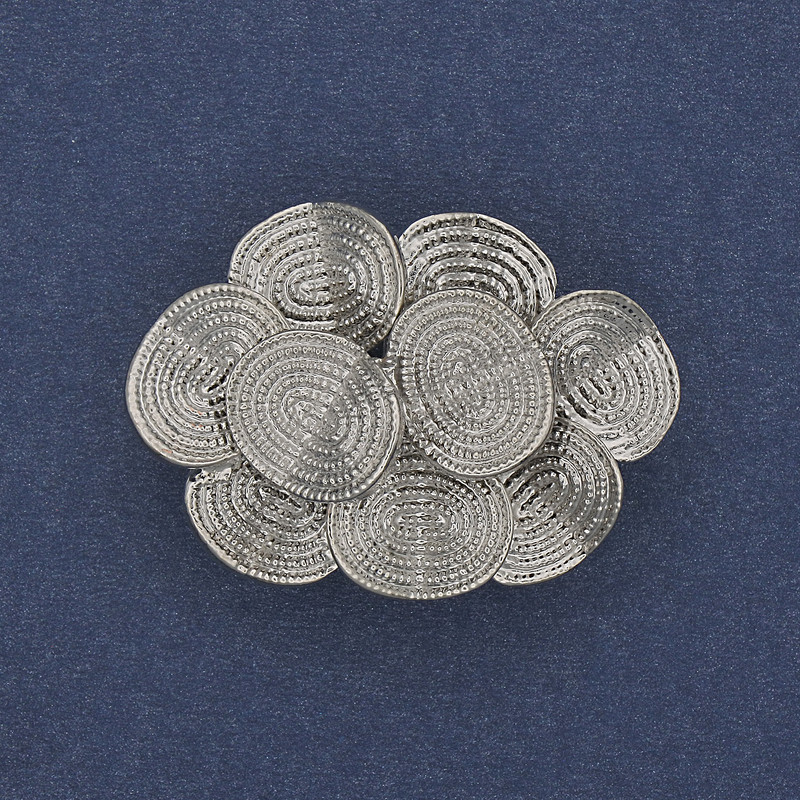 Accent Brooch Pendant, Silver-Tone Metal, 36x26mm+/-