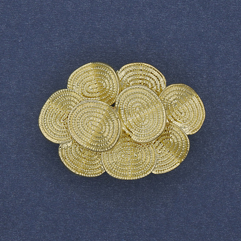 Accent Brooch Pendant, Gold-Tone Metal, 36x26mm+/-