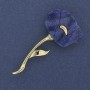 Poppy Flower Brooch, Blue Pearlescent, 63x32mm+- Gold-tone Metal