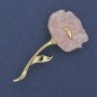 Poppy Flower Brooch, Pink Pearlescent, 63x32mm+- Gold-tone Metal